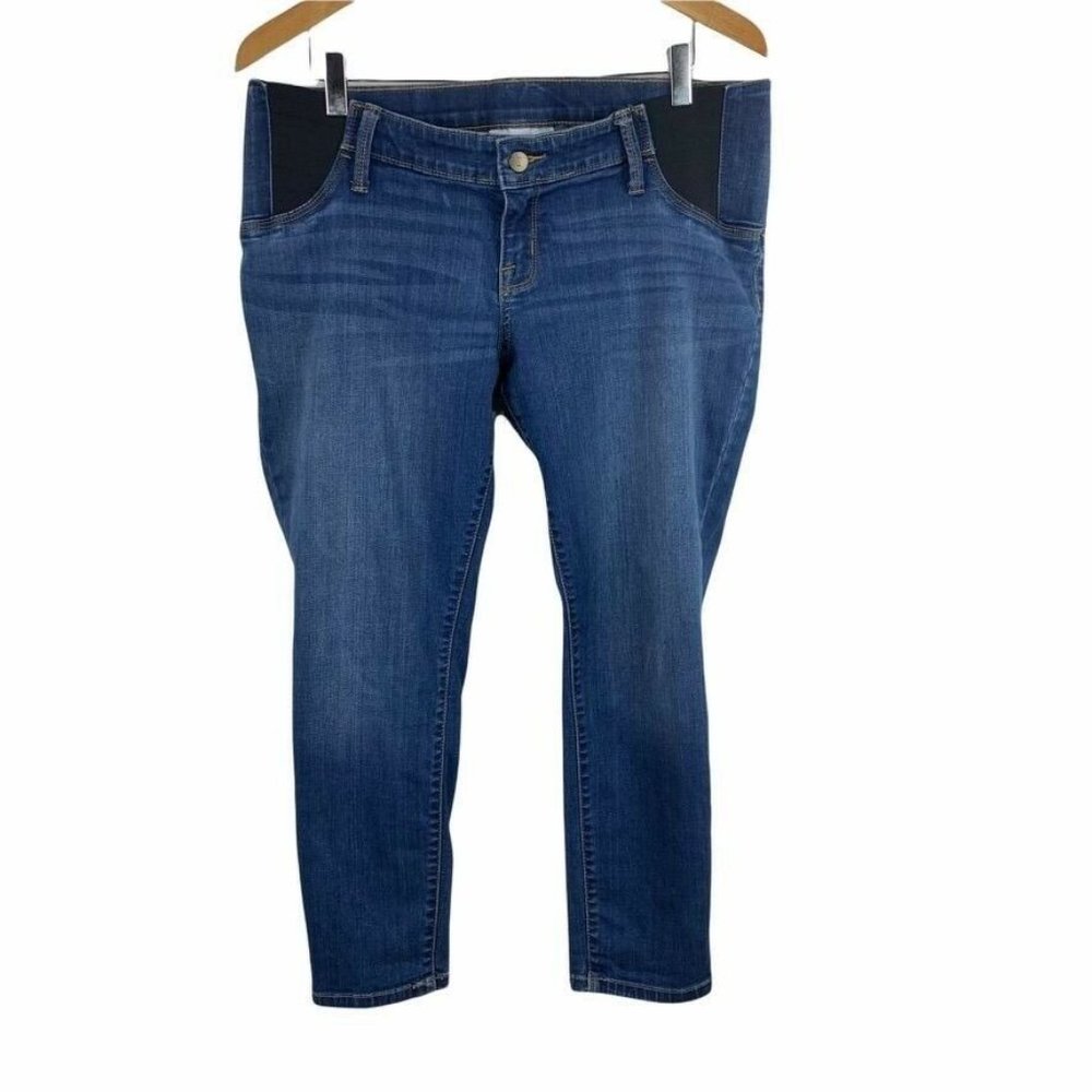 Isabel Maternity Skinny Crop Blue Jeans Baby Bump Pregnancy Stretch Medium‎ Wash